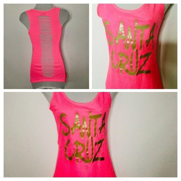 Santa Cruz tank top Pink Womens Small distressed destroyed - Picture 2 of 5